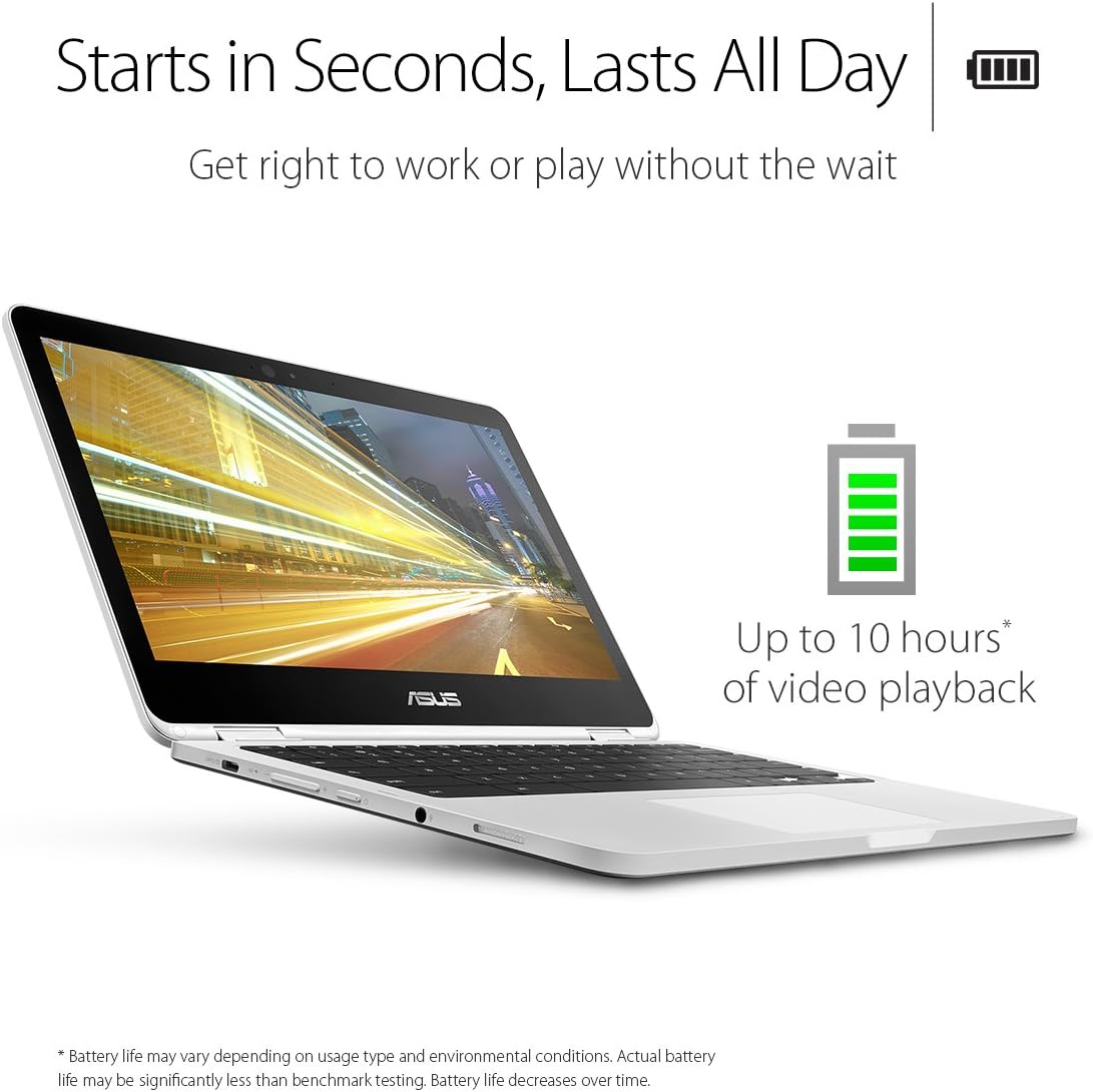Asus Chromebook Flip 12.5inch Touchscreen Convertible Chromebook Intel Core M3, 4GB RAM, 64GB Flash Storage, USB Type C,