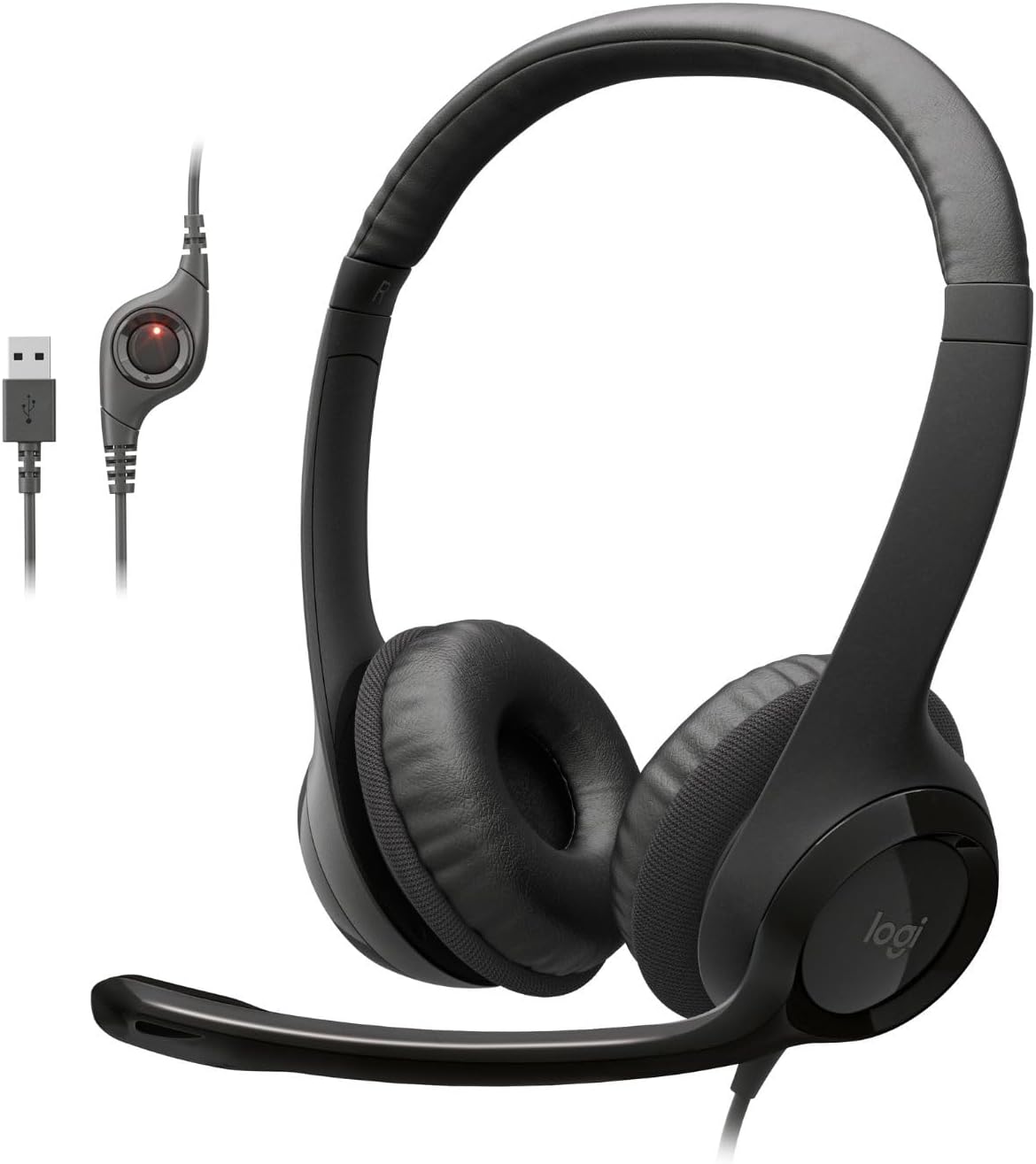 Logitech H390 Wired Headset for PC/Laptop, Stereo Headphones with Noise Cancelling Microphone, USB-A, in-Line  Renewed