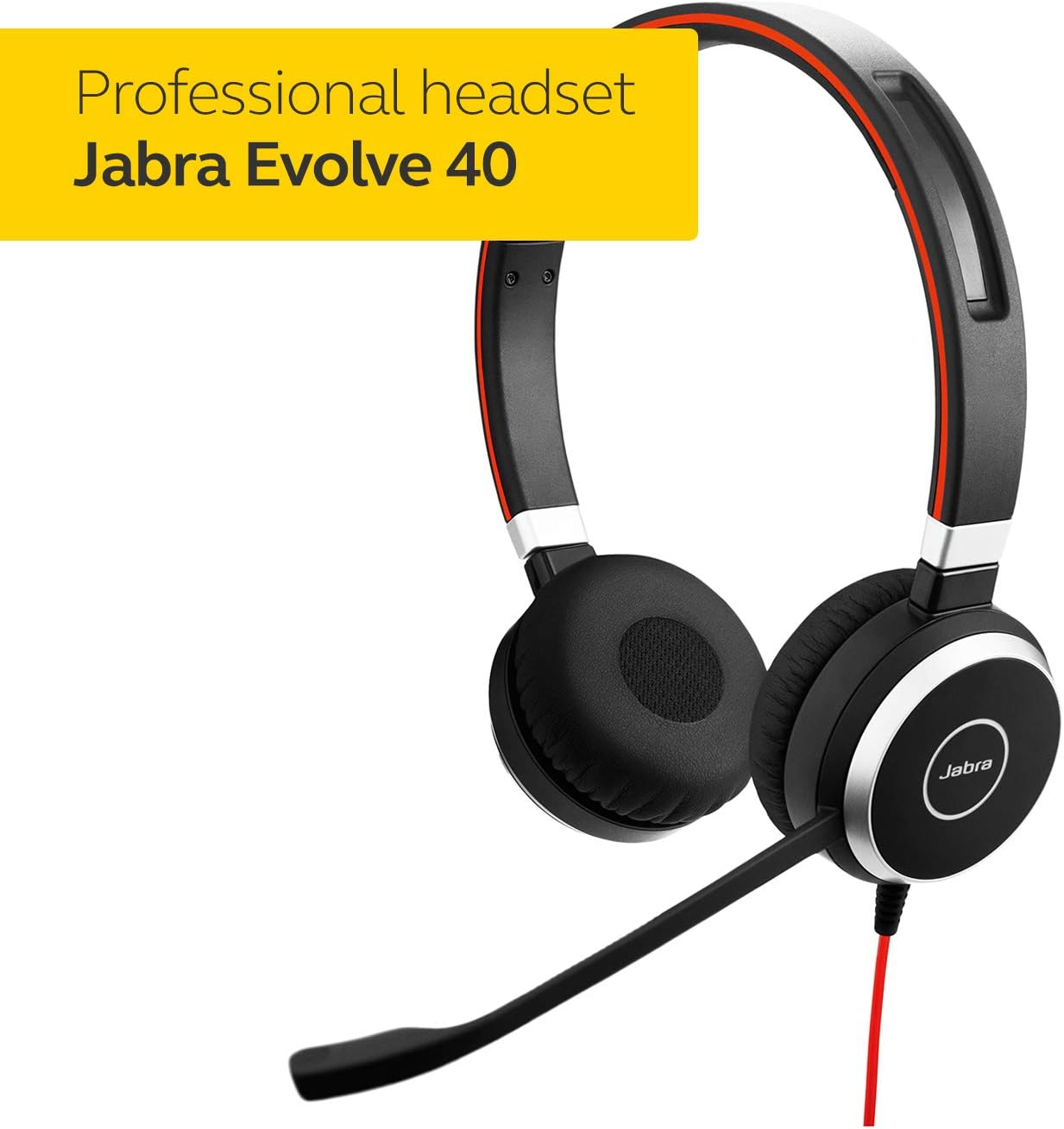 Jabra Evolve 40 UC Stereo On-Ear Noise Cancelling Headset with Mic - Black - (6399-829-209)