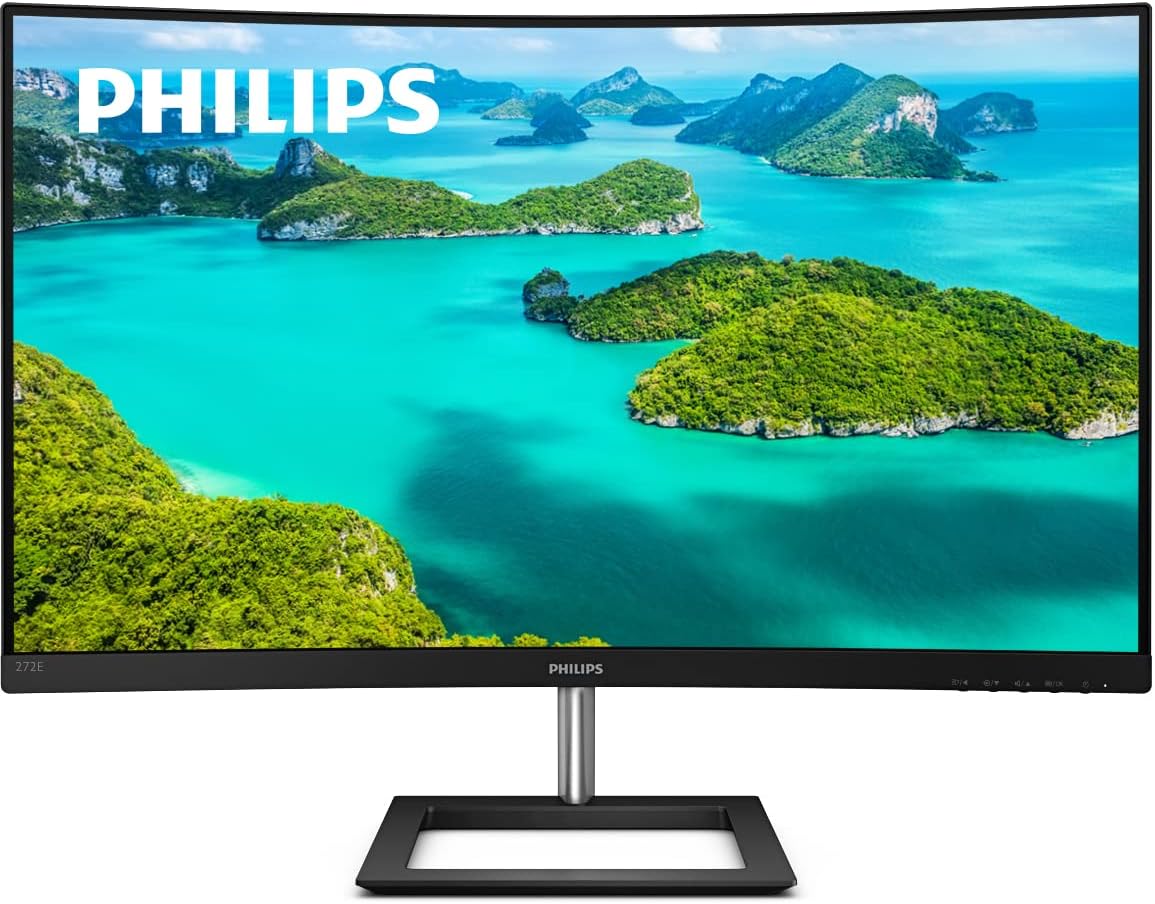 Philips 272E1CA 27 inch Curved Frameless Monitor, Full HD 1080P,sRGB, Adaptive-Sync, Speakers Open Box