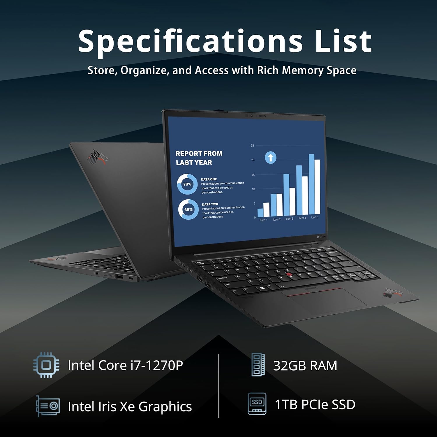 Lenovo Thinkpad X1 Carbon Gen 10, 14" Touchscreen, i7-1260P, 32GB RAM, 1TB SSD, Win 11 Pro
