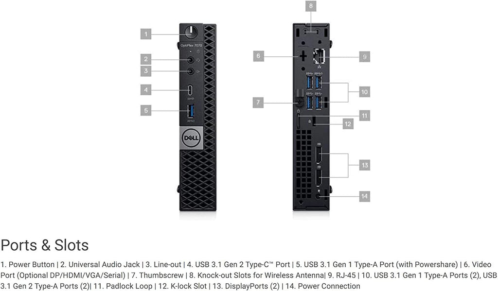 Dell OptiPlex 7070 Tiny Intel Core i7- 9700T (2.00GHz, 8 Cores