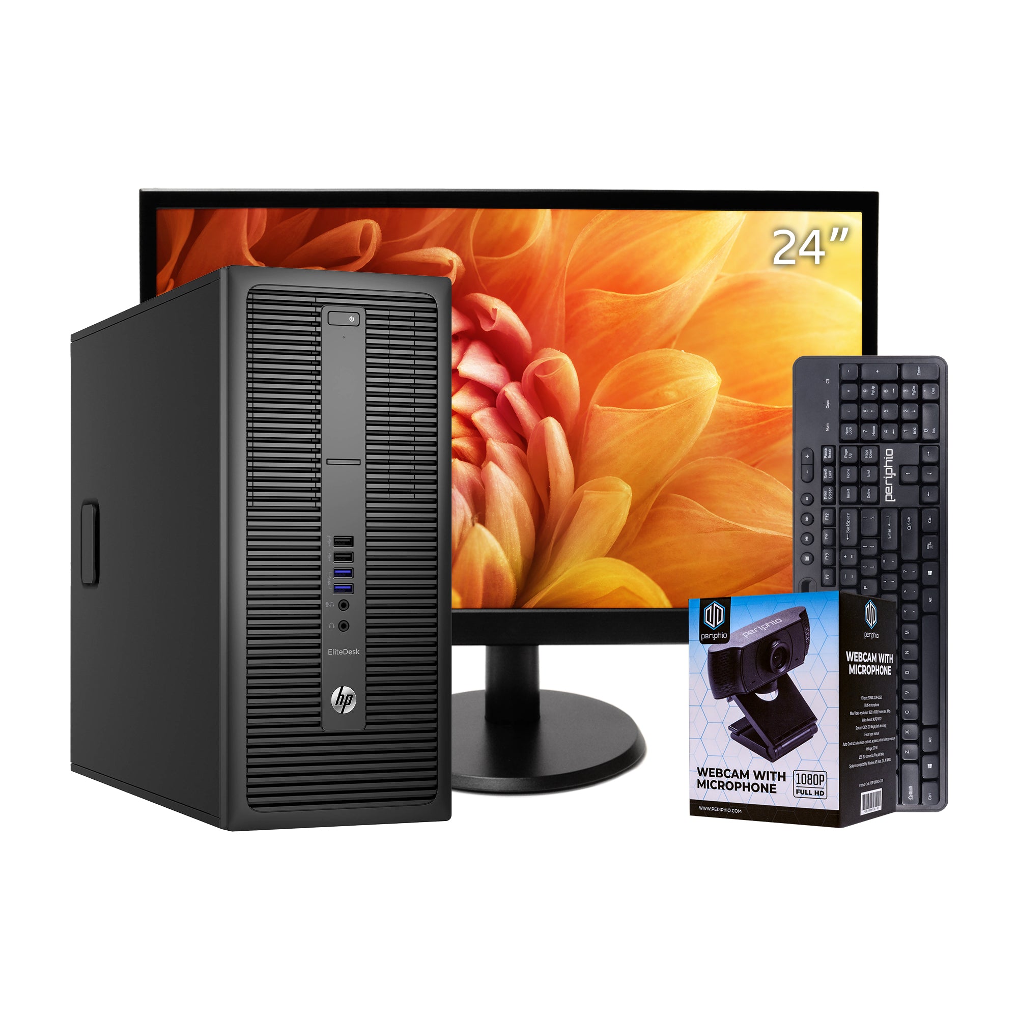 HP EliteDesk 800 G2 - Tower - Core i5 3.2 GHz - RAM 8 GB - SSD 500 GB - DVD - HD Graphics - GigE - WLAN: Wi-Fi - Win 10 Pro 64-bit - monitor: LED 24" - black - refurbished