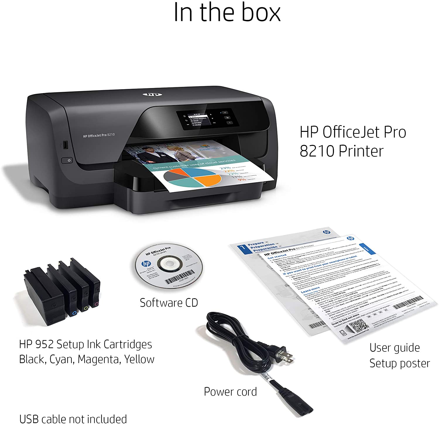 HP OfficeJet Pro 8210 Wireless Color Printer, HP Instant Ink Ready (D9L64A#B1H)